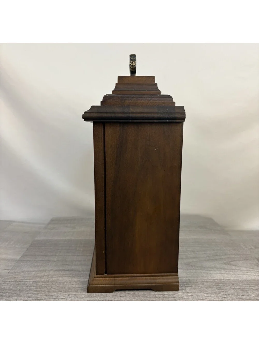 Hermle Quartz Mantel Clock Walnut Case West Germany Gold Dial Roman Numerals